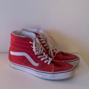 Vans Red and White High-Top Sneakers